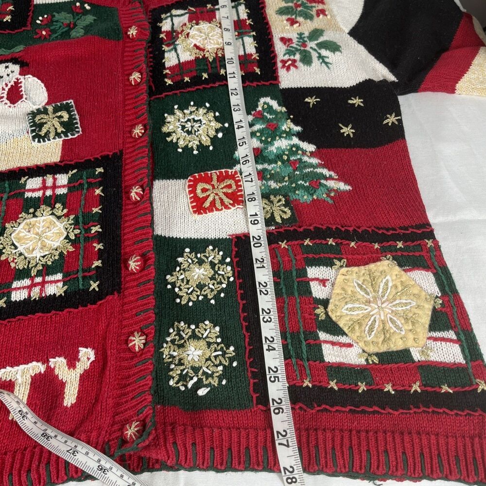 Vtg Y2K Tiara Womens Size 1X Knitted Christmas Sweater Rami Cotton Button Front - Picture 10 of 11